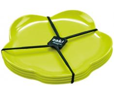 ZAK Designs 0204-4550 - Set di 4 Piatti da Dessert Picnic, 14 cm, Colore: Verde