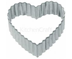 Kitchen Craft - Formine tagliapasta antiaderenti a Forma di Cuore con Bordo Ondulato, Misura Media, 6 cm