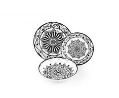 Excelsa Boheme Noir Servizio Piatti 18 Pezzi, Porcellana, Nero