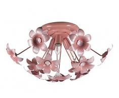 Onli Plafoniera Cameretta 3 Luci in Metallo con Fiori, Rosa