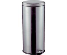 WESCO - Pattumiera Tonda a Pedale, 30L, in Acciaio Inox, Colore: A Scelta Grigio Acciaio