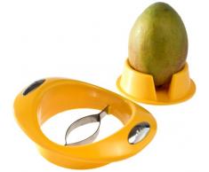 GSD 33027 Affettatrice per mango con supporto, acciaio inossidabile, argento / giallo