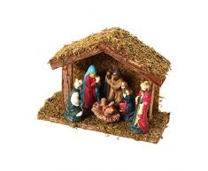 AUTOUR DE MINUIT Intorno di Mezzanotte presepe, Legno, Marrone, 17Â x 17Â x 12,5Â cm