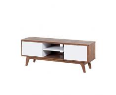 Beliani Mobile TV con antine e cassetti in MDF Color Noce Rochester