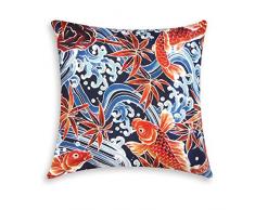 Excelsa Kimono Carpe Cuscino Decorativo, Imbottitura Inclusa, Federa in Cotone, Multicolore, 45 x 45 cm