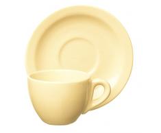 Excelsa Trendy Tazza Caffe con Piattino, Ceramica, Crema, 7x9x5 cm, 2 unitÃ