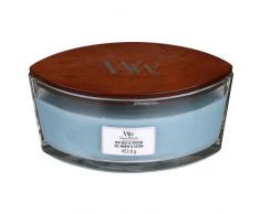 Woodwick Ellipse Candela Profumata con Stoppino Scoppiettante, Cotone E Sale Marino, Fino A 50 Ore, Transparente, 9.9 x 9.8 cm