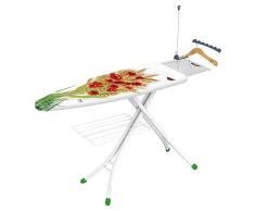 Gimi Golden Asse da Stiro, con Griglia Portabiancheria, con Portacaldaia, per Mancini, con Antenna Tendifilo, Regolabile in Altezza, Metallo, Bianco, 154 x 45 x 93 cm, colori assortiti