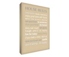 Feel Good Art House Rules - Stampa su tela, con scritte in lingua inglese, 30,4 x 20,3 cm, colore: Beige