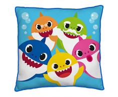 Cuscino quadrato ufficiale Baby Shark | licenza ufficiale Super morbido a due lati | perfetto per qualsiasi camera dei bambini o camera da letto, blu, 40 x 40 cm, BSHFMLCU001UK