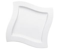 Villeroy & Boch Piatto da Cucina NewWave, di Porcellana Poco Fondo, Forma Angolare, Adatto per Lavastoviglie e Microonde, Bianco, Ã 27 cm