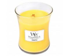 Woodwick Hourglass Ananas Candela Profumata in Giara di Vetro, Medio, Giallo, 9.8x9.8x11.6 cm