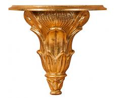 Biscottini Mensola da Muro, Mensola da Parete, Mensole Portaoggetti in legno finitura foglia oro anticato L 31 x PR 16 x H 29 cm Made in Italy