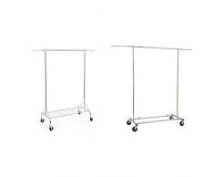 SONGMICS Stand Appendiabiti Attaccapanni in Metallo Cromato con Ruote, Portata Fino a 50 kg, Argento, (110,5-150,5) x 160 x 48,5 cm HSR02S & AmazonBasics - Stand Appendiabiti, Cromato