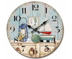 Molhome Vintage Orologio da Parete, Legno,, 34 X 34 X 4 Cm, multicolore