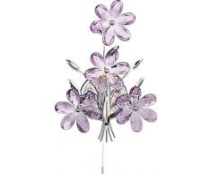 Globo 5147 - Lampada da parete, cromata, con petali in acrilico color viola, con interruttore, 235 x 130 x 330, 1 x E14, 40 W, 230 V, led, cromo