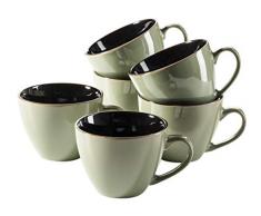 MÃSER Collezione Scuro Set Tazze Cappuccino Jumbo in Ceramica per 6 Persone, 450 ml, Verde, Grès