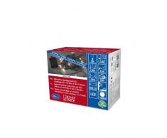 Konstsmide 3722-100 / Catena di luci LED con interruttore sensore di luci timer da 6 e 9 ore uso esterno (IP44) / 20 diodi bianco caldo/a batteria/cavo nero box nera