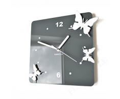 FLEXISTYLE Orologio da Parete Salotto Tondo Moderno Farfalle 3D Decorativo Silenzioso 30 cm