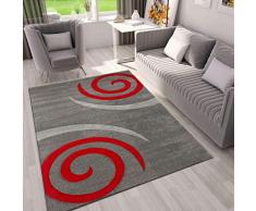 VIMODA Tappeto Moderno Soggiorno TAPPETI Grigio Verde Linee Curve Motivo di Alta qualità Tagliata Mano CONTORNI Grigio, 160x230 cm
