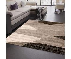 Vimoda Tappeto Moderno per Salotto, Motivo Geometrico, in Marrone e Beige, 80 x 150 cm