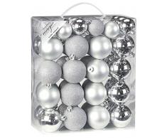 Inge-glas 770202-MO - Scatola di Palline in plastica, 50 pz, 18 x 4 e 32 x 6 cm, Argento