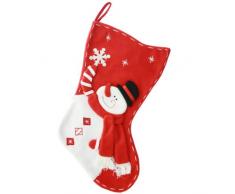 WeRChristmas - Calza di Natale con Decorazione 3D a Forma di Pupazzo di Neve, 45 cm, Colore: Rosso/Bianco