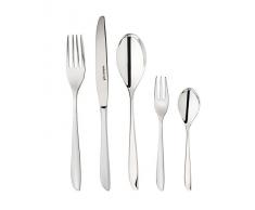 Sambonet Leaf 52163-N2 - Set di Posate da Tavola monoblocco in acciaio inox 18/10, per 12 persone, 60 pezzi: 12 forchette, 12 cucchiai, 12 coltelli, 12 cucchiaini da tÃ¨, 12 forchette dolce