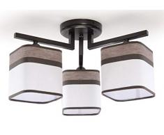 Sollux Lighting Latte 3 - Lampada da soffitto in acciaio, colore: Marrone/Bianco