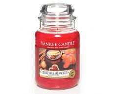 Yankee Candle 1275309E Christmas Memories Candele In Giara Grande, Vetro, Rosso, 10X9.8X17.5 Cm, fragranze naturali