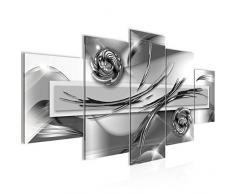 Runa Art 100251c - Quadro astratto in tessuto non tessuto, 200 x 100 cm, formato XXL, decorazione da parete per soggiorno, appartamento, colore grigio, 5 pezzi