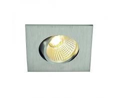 SLV coperte New Tria Mini DL faretto incasso, quadrato, 2,2 W, lampada a LED, 3000 K 30 3030 livello, clip piuma, in alluminio spazzolato 114416