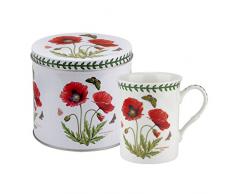 Portmeirion Home & Gifts Set Tazza e Latta con Motivo Papaveri, Porcellana, Multicolore, 13 x 13 x 11.5 cm