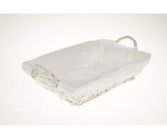 HERSIG - Cestino in Vimini Foderato, 35 x 23 x 9 cm, 35 x 23 x 9 cm, Colore: Bianco