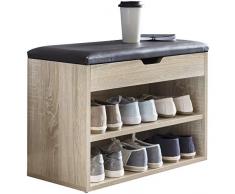 Wohnling Sofia, scarpiera con seduta Sonoma, guardaroba in legno, 60 x 40 x 30 cm, piccola panca in legno imbottita, panca sottile con vano portaoggetti, cassapanca, cassapanca, mobili da corridoio, rovere, 60 x 40 x 30 cm