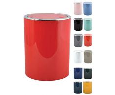 MSV pattumiera 6Â Litri, ABS Plastica, Collezione kamaka, Colore Rosso, Ã 18,5Â x 26Â cm