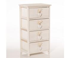 DiKasa CASSETTIERA Legno Sbiancato Shabby Chic 40X29H73
