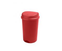 Addis Housewares - Pattumiera Rotonda da Cucina con Pedale e Coperchio Basculante, 50 Litri, Colore: Rosso arrosto