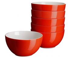 Domestic by Mäser, Serie Swoon, Ciotola per Cereali, nei Colori Rosso, in un Set da 6 Pezzi