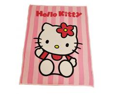 Hello Kitty Fleece Plaid in Pile, Poliestere, Rosa, 130x160x0.2 cm