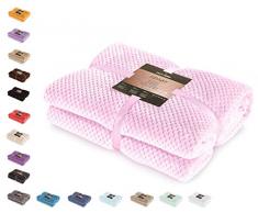 DecoKing- Coperta in Microfibra, Pile Morbido, Tessuto, 220 x 240 cm, Rosa