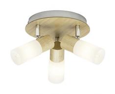 Brilliant 51434/50 Babsan - Plafoniera con 3 luci, metallo plastica, E14, 3,5 W, legno chiaro/bianco
