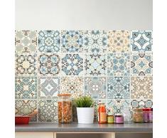 Ambiance-Live, Adesivo da Parete, Adesivo murale: 24 Adesivi per Piastrelle |Â Fotomurale - Mosaico Bagno e Cucina |Â Piastrella Adesiva - Design Autentico - 10 x 10 cm - 24 Pezzi