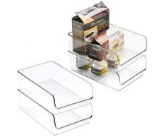 InterDesign Linus Organizer Frigorifero, Contenitori In Plastica Grandi, Set Da 4 Box Per Freezer Per Alimenti, Trasparente