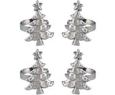 WeRChristmas, Set di 4 portatovaglioli con Albero di Natale, Multicolore, 7 cm