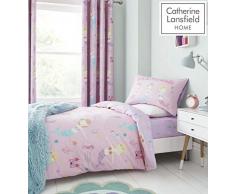 Catherine Lansfield - Tende con occhielli, Poliestere, rosa, Set piumone 1 piazza