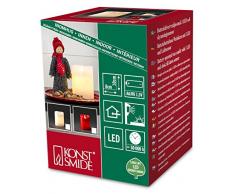 Konstsmide 1967-550 / Candela LED in cera rossa con effeto di cera sciolta interruttore e sensore di luci 10 cm / 2 diodi bianco caldo fiammeggianti/a batteria