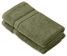 Pinzon by Amazon - Set di asciugamani in cotone egiziano, 2 asciugamani per le mani, colore: muschio