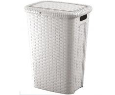 Mondex m-Home | Cesto per Biancheria, | Imitazione Vimini, Plastica, Beige, 53L