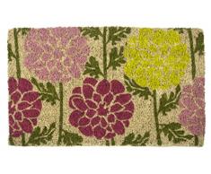 Zerbino Entryways Tappeto tessuto a mano in fibra di cocco, decorazione dalie, 40 x 60cm